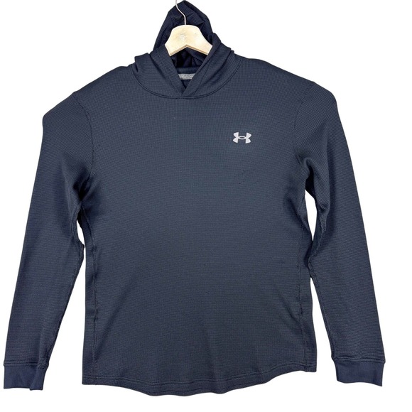 Under Armour Other - Under Armour Hoodie Mens Medium Black Waffle Knit Pullover Athletic 1302362
